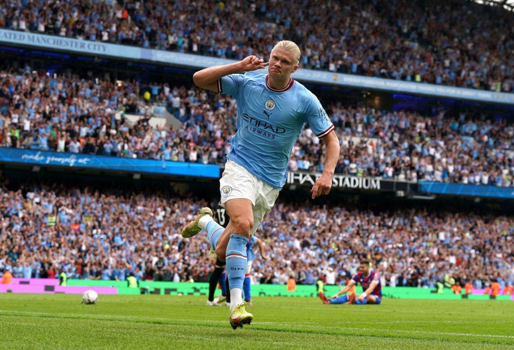 Erling Haaland cetak hattrick untuk Manchester City dalam kemenangan 4-2 menghadapi Crystal Palace pada Sabtu, 27 Agustus 2022. (twitter.com/Squawka)