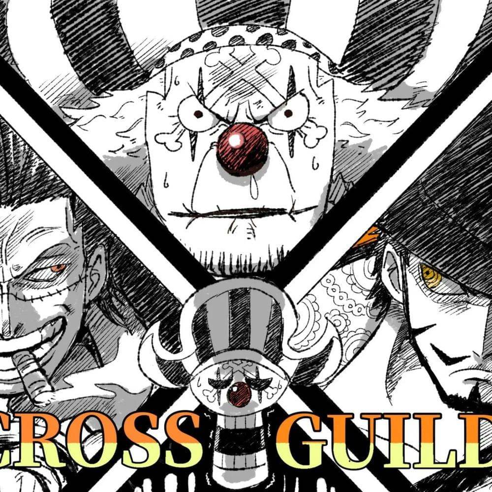 Ekspresi Buggy yang sebenarnya di poster Cross Guild ( Dok. twitter.com/@gs_itasos )