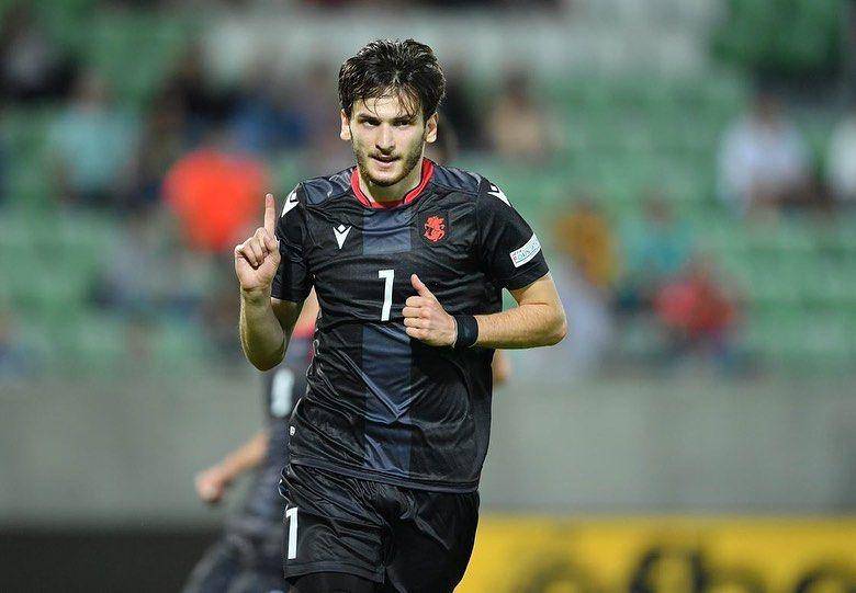 selebrasi Khvicha Kvaratskhelia saat membela Timnas Georgia (instagram.com/kvara77)