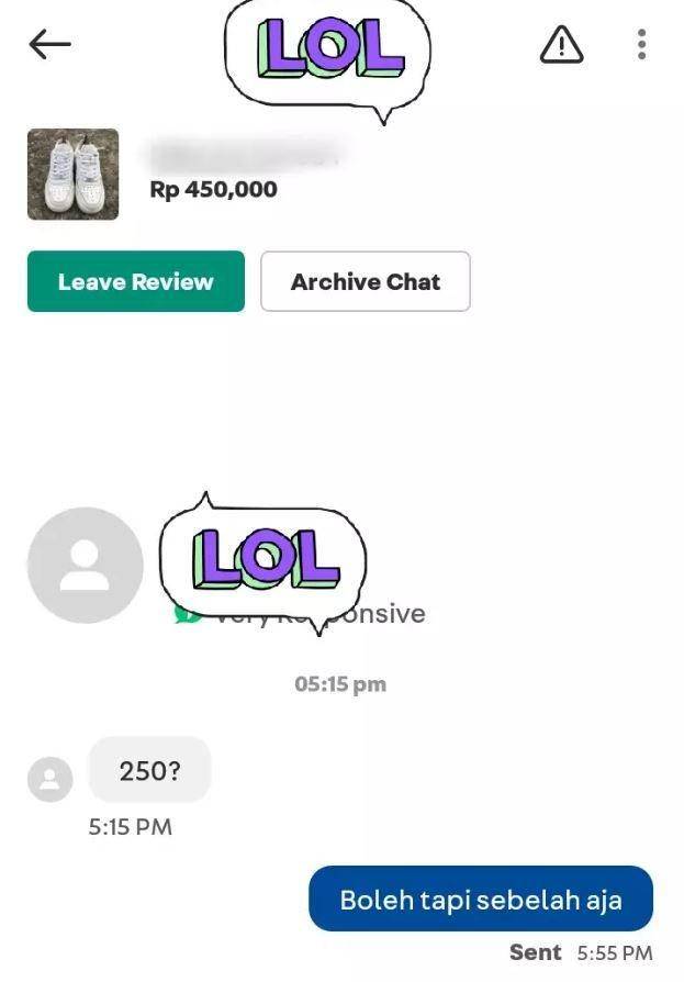 chat nawar harga penjual online shop (twitter.com/txtdarionlshop)