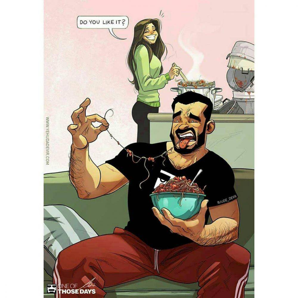 Ilustrasi pasangan baru menikah. (instagram.com/jude_devir)