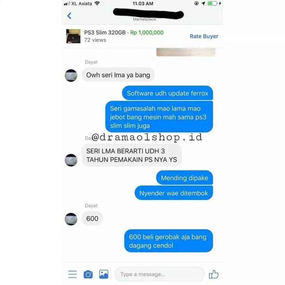 chat nawar harga penjual online shop (instagram.com/dramaolshop.id)