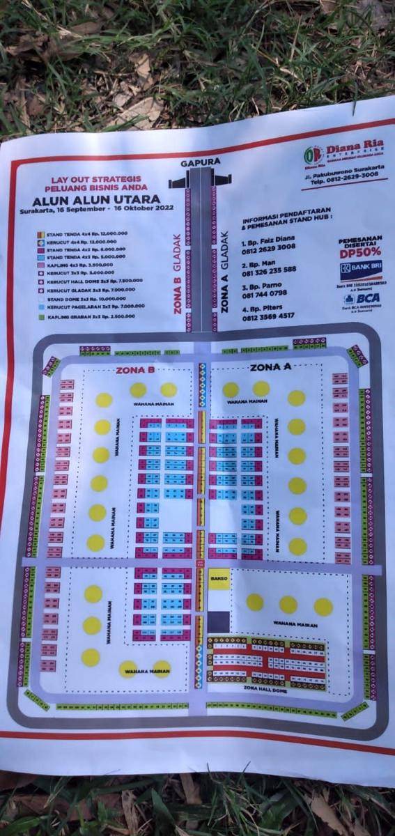 Harga sewa stand Sekaten 2022. (Dok/Istimewa)