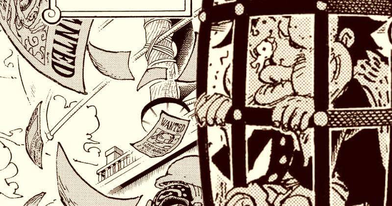 Luffy dan poster bounty baru Topi Jerami. (mangaplus.shueisha.co.jp/One Piece)