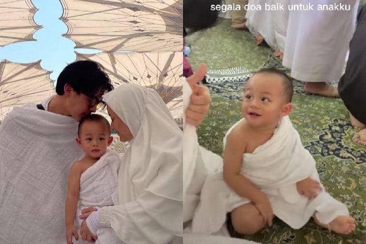 Ikut Umrah, 10 Potret Gemas Arshaka Mbayang Kenakan Pakaian Ihram