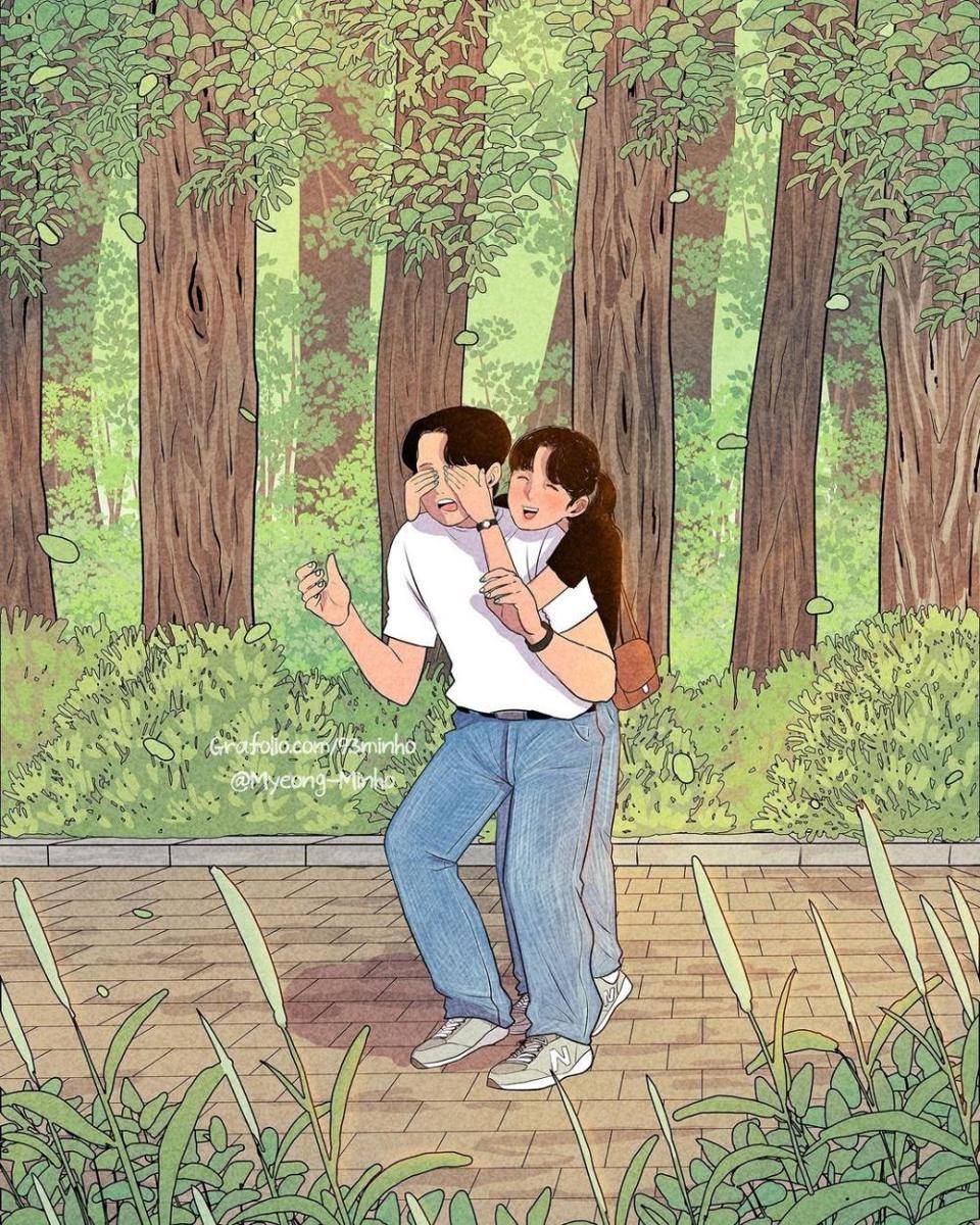 Ilustrasi pasangan baru jadian. (instagram.com/93.minho)