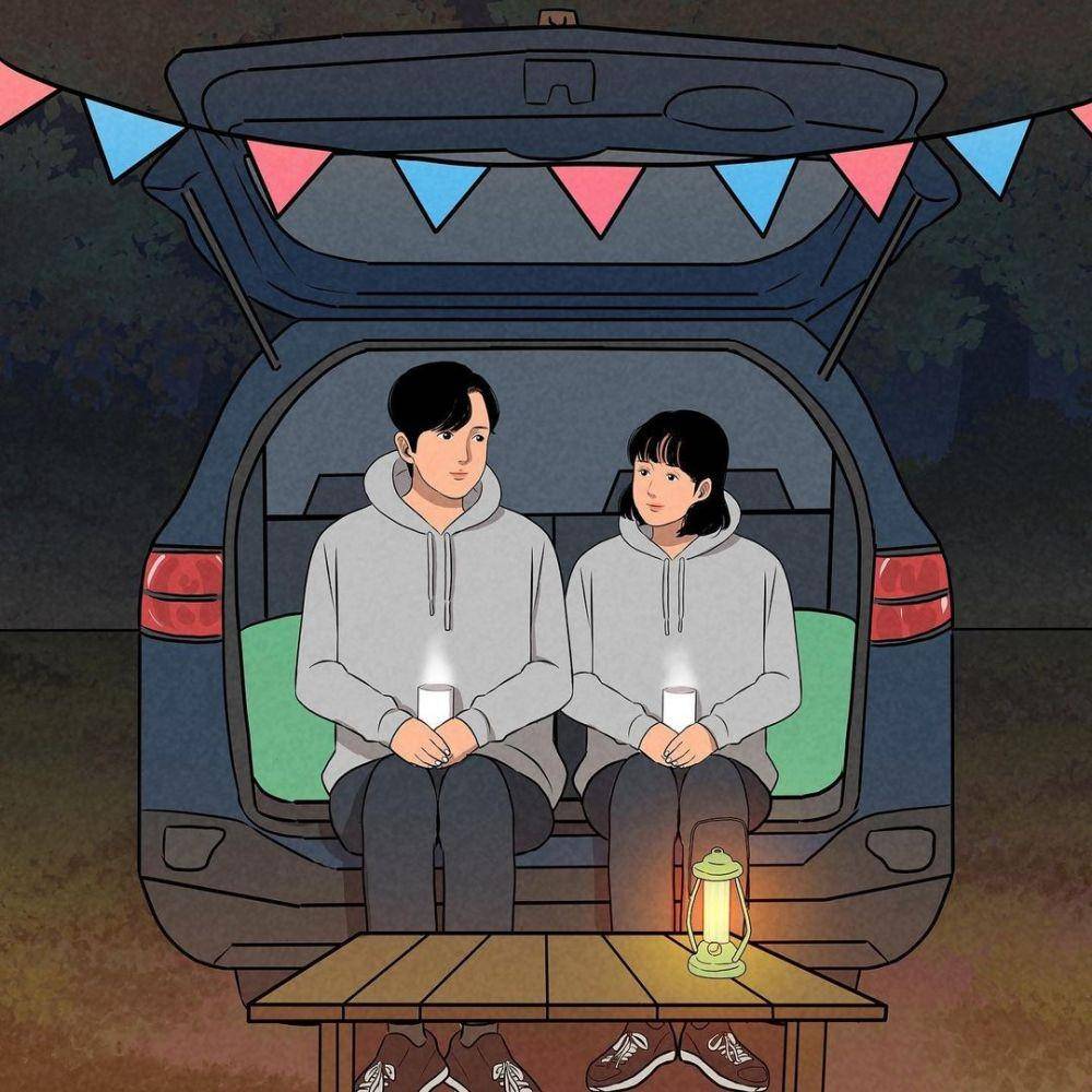 Ilustrasi pasangan baru jadian. (instagram.com/93.minho)