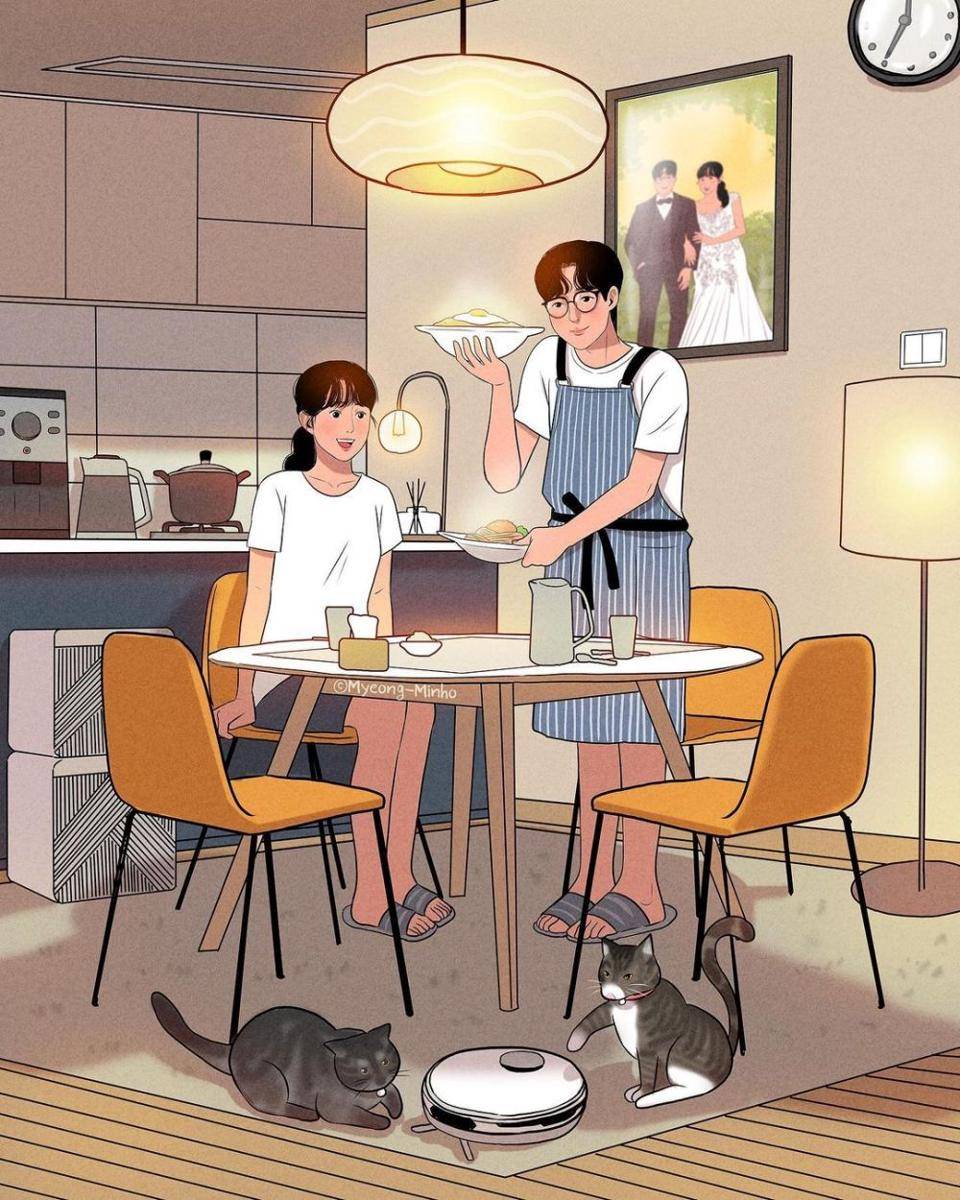 Ilustrasi pasangan baru jadian. (instagram.com/93.minho)
