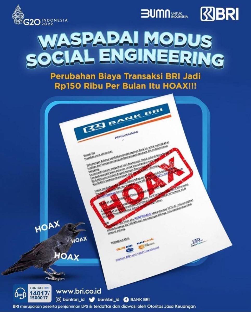 Informasi modus pelaku kejahatan social engineering perbankan. (Dok. BRI)