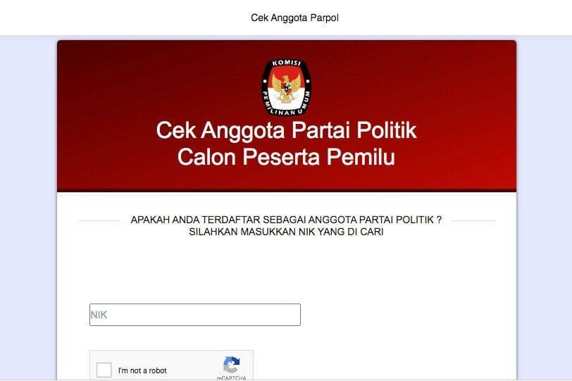 Cek anggota parpol (https://infopemilu.kpu.go.id)