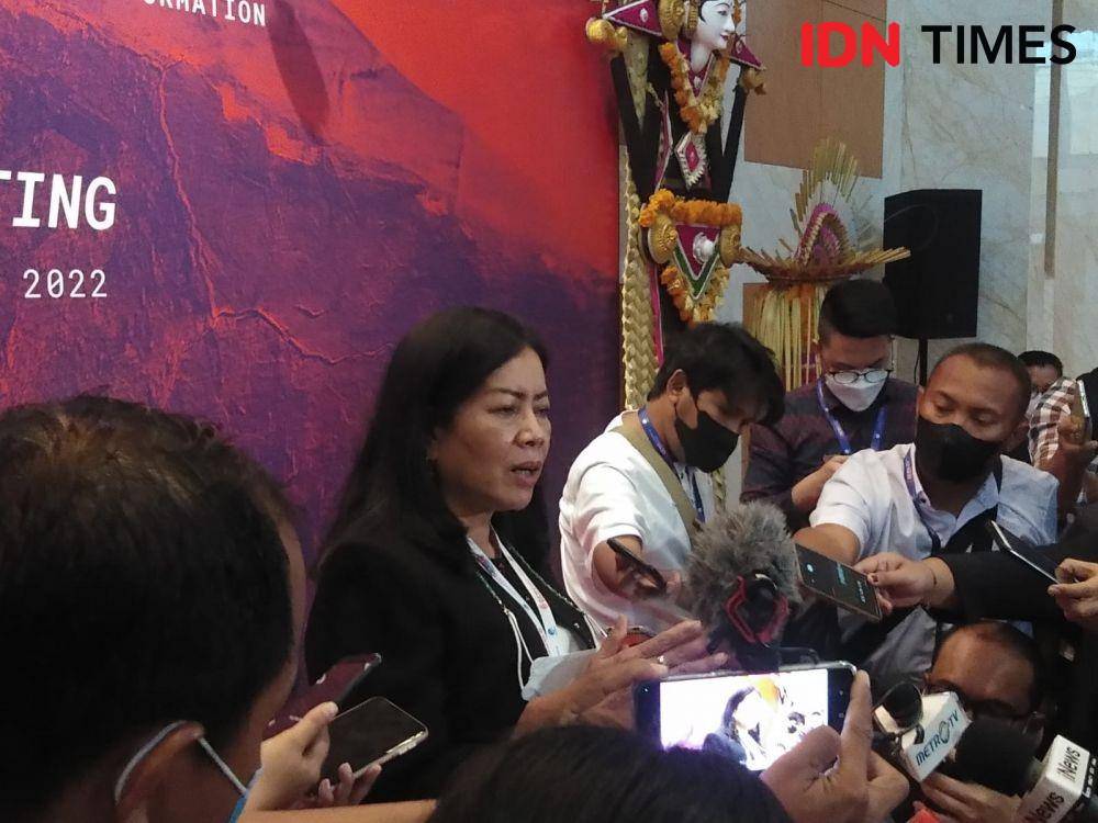 Staf Khusus Menteri Komunikasi dan Informatika (Kominfo) Rosarita Niken Widiastuti dalam agenda 4th DEWG Meeting di Nusa Dua, Bali, Selasa (30/8/2022) (IDN Times/Lia Hutasoit)