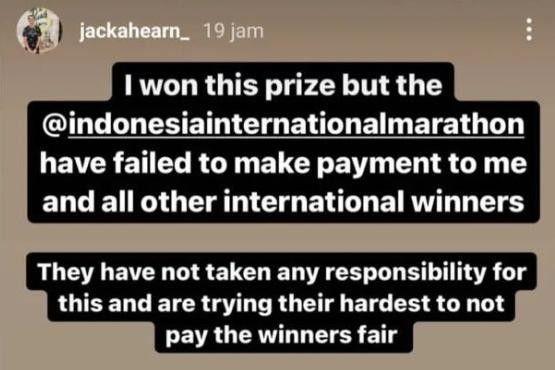 Cerita viral Indonesia International Marathon (Instagram.com/@jackhearn_)