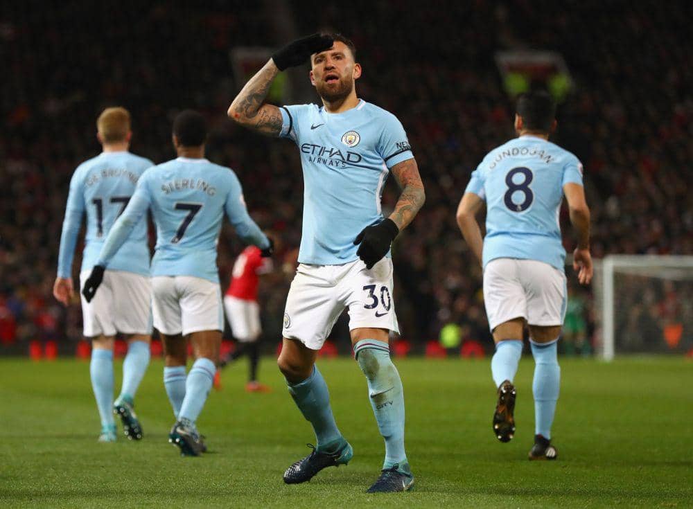 Nicolas Otamendi saat membela Manchester City. (twitter.com/brfootball)