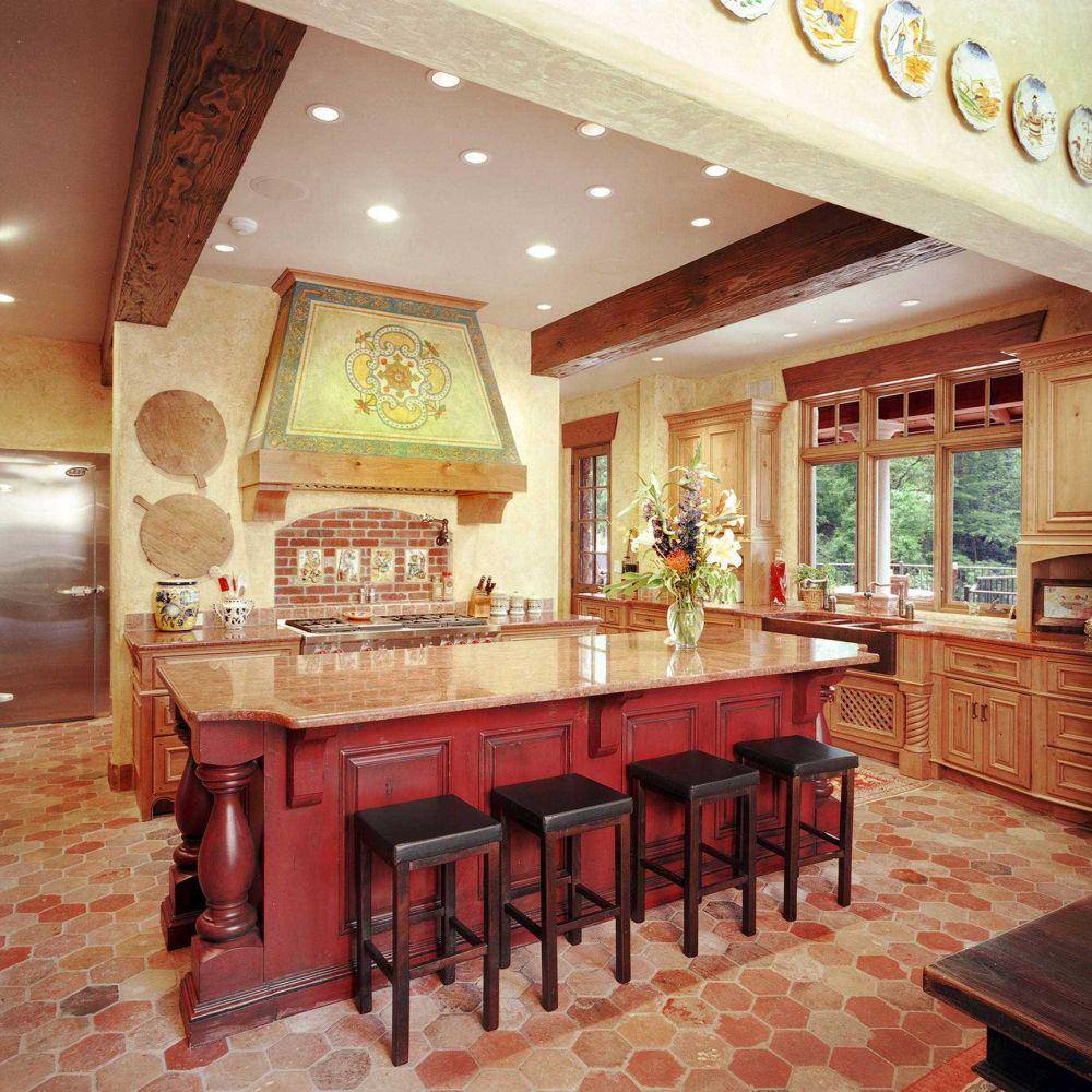 desain dapur bergaya tuscan (houzz.com)