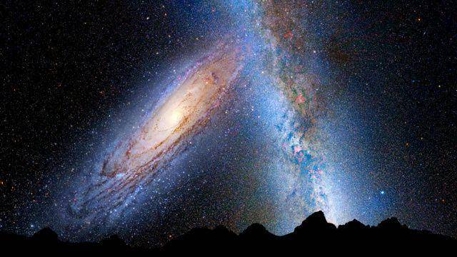 ilustrasi galaksi Bima Sakti bertabrakan dengan Andromeda (dok. NASA)