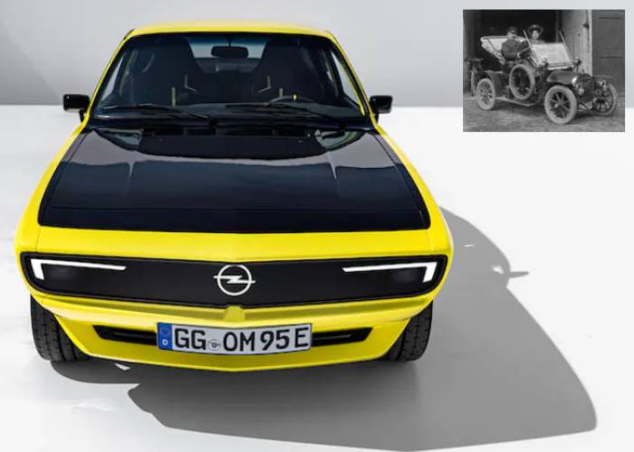 Mobil konsep Opel Manta GSE Elektromod dan mobil produksi awal Opel. (opel.com | motorshow.me)