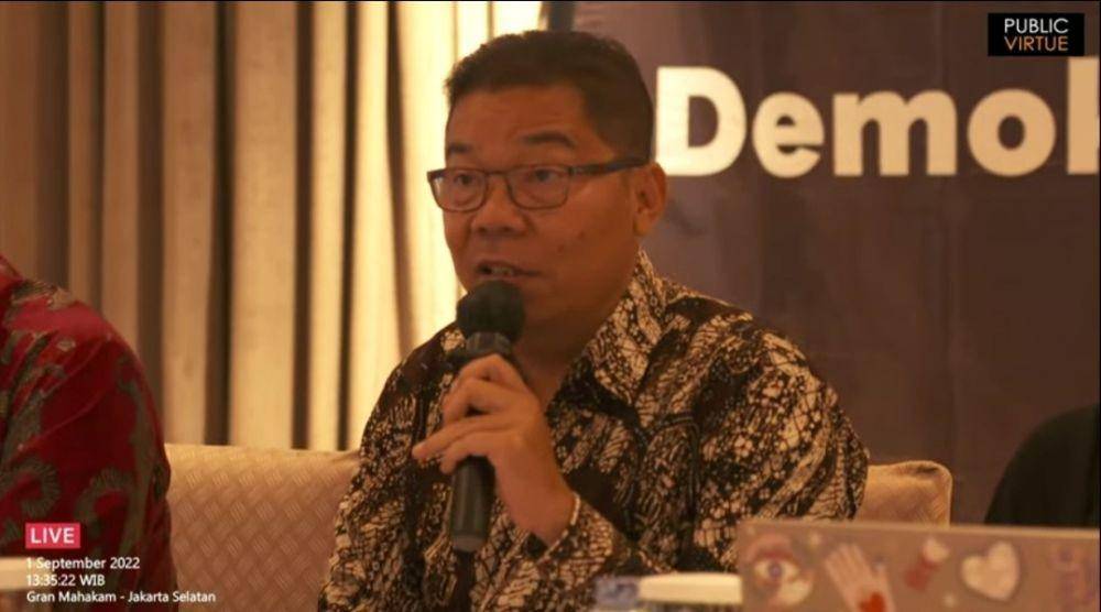 Kuasa hukum keluarga Brigadir J, Johnson Panjaitan dalam diskusi virtual soal reformasi Polri pada Kamis, 1 September 2022. (Tangkapan layar YouTube Public Virtue)