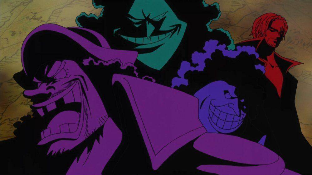 Siluet empat Yonko, dimana siluet Kaido dan Big Mom gak sesuai penampilan asli mereka. (Dok. Toei Animation/One Piece)