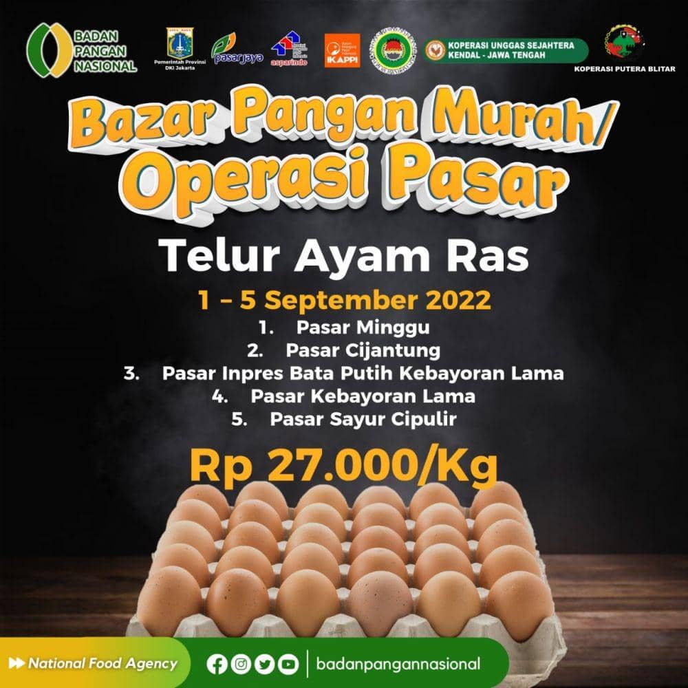 Bazar telur murah Rp27 ribu per kg. (dok. Badan Pangan Nasional)