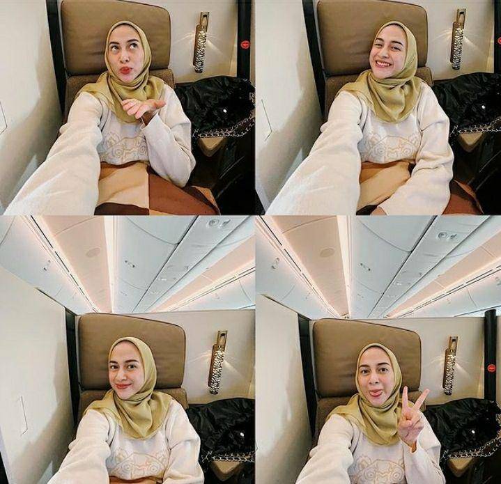 Potret Nina Zatulini saat di dalam pesawat. Instagram.com/ninazatulini22