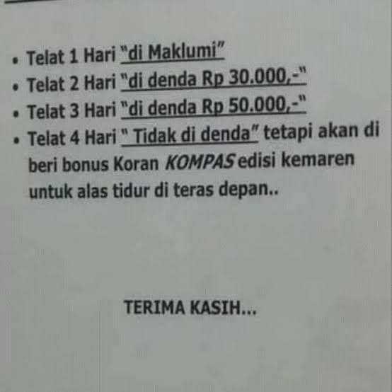 himbauan di tempat kos (instagram.com/humorsantuy)