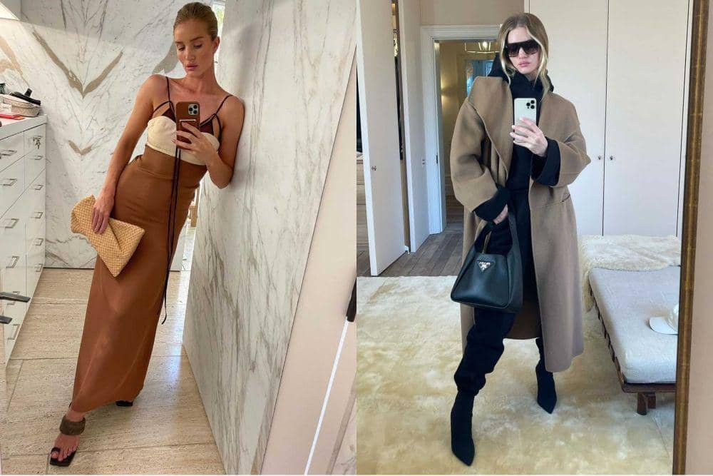 10 Potret Mirror Selfie Rosie Huntington, Outfit Khas Model