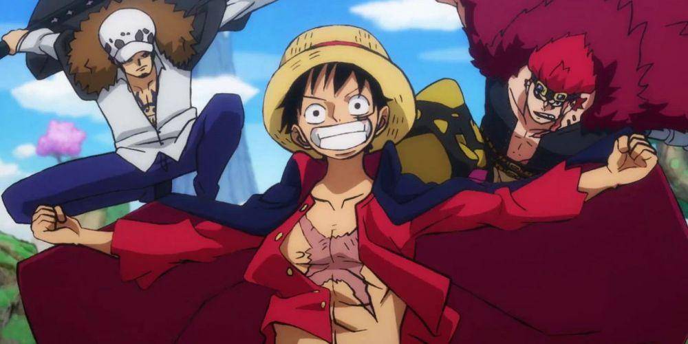 Trafalgar Law, Luffy, dan Kidd. (Dok. Toei Animation/One Pieces)
