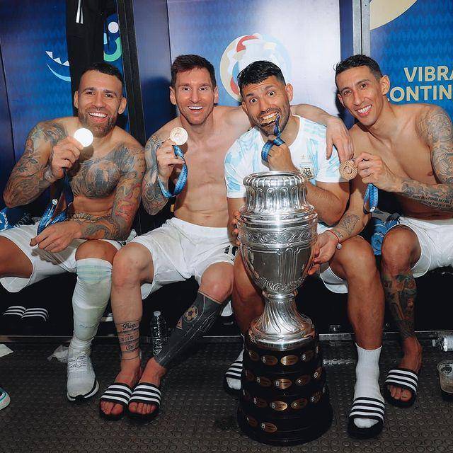 Nicholas Otamendi, Lionel Messi, Sergio Aguero, dan Angel Di Maria (instagram.com/leomessi)