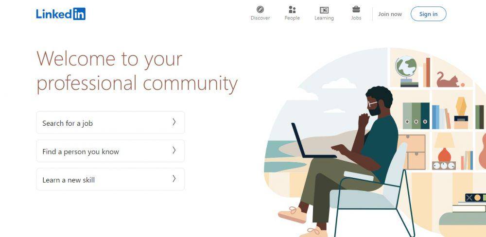 tampilan situs web LinkedIn (linkedin.com)