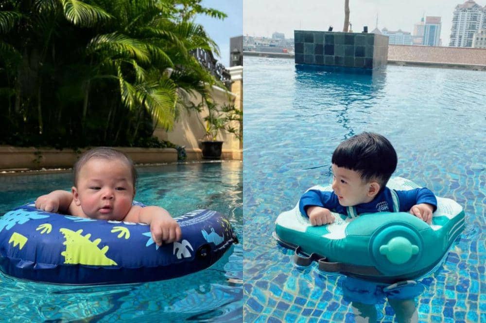 10 Potret Balita Artis saat Berenang dan Main Air, Santuy Banget!