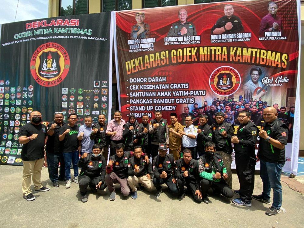 Ratusan Mitra Gojek Jadi Mitra Pelopor Kamtibmas Polsek Medan Sunggal