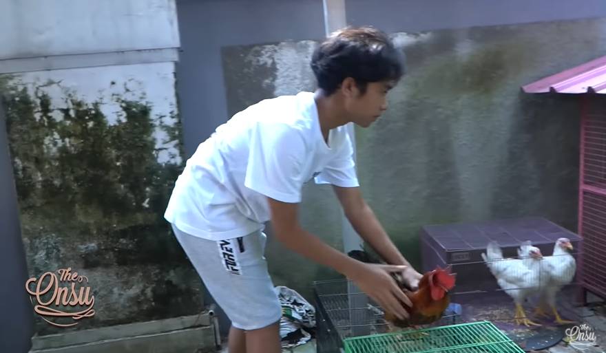 Betrand dan Thalia bersihin kandang ayam (YouTube.com/The Onsu Family)