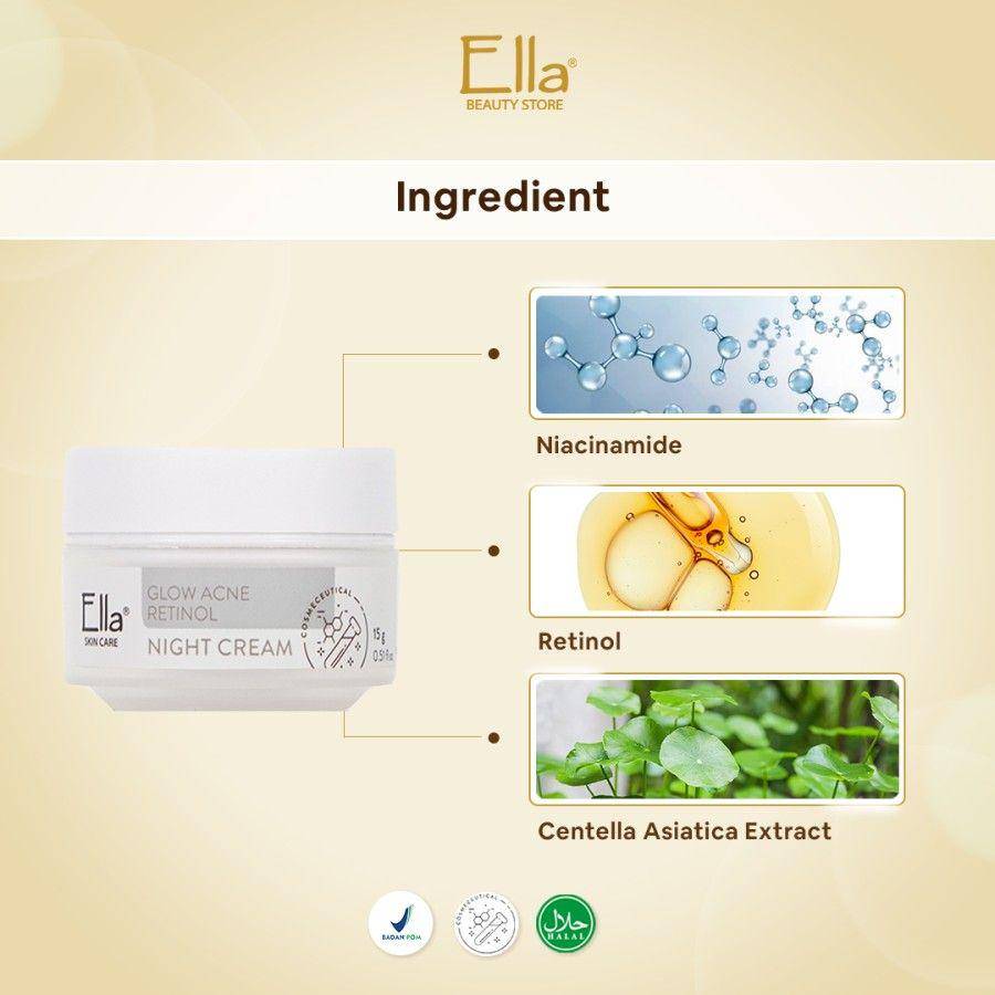 Ella Skincare Glow Acne Retinol Night Cream (tokopedia.com/Ella Official Shop)