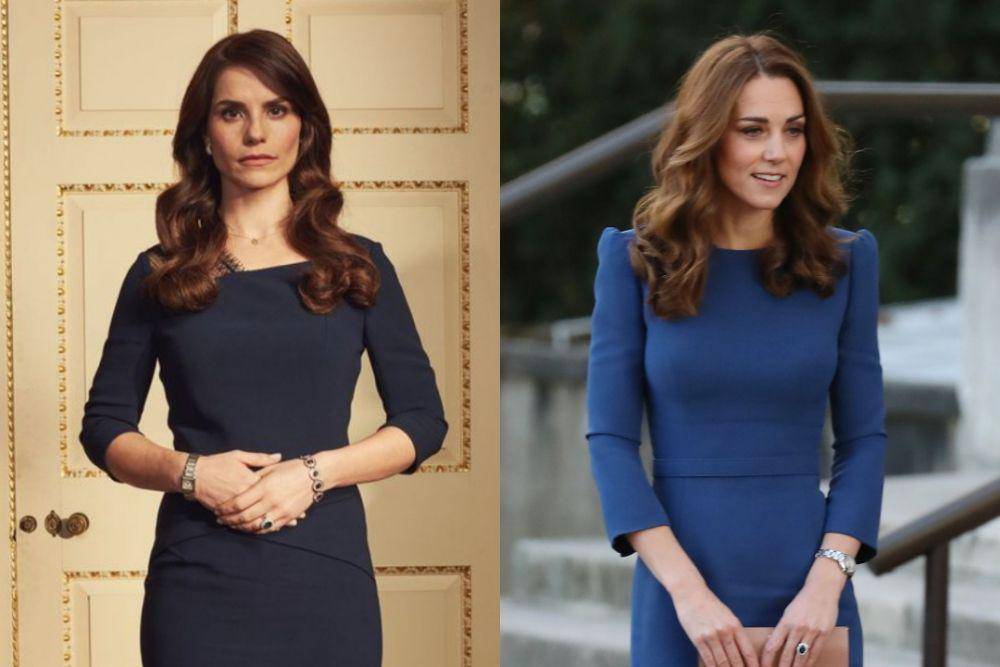 kolase: potret Charlotte Riley di film televisi King Charles III (dok. BBC Two/King Charles III) | Catherine, Princess of Wales (instagram.com/princeandprincessofwales)