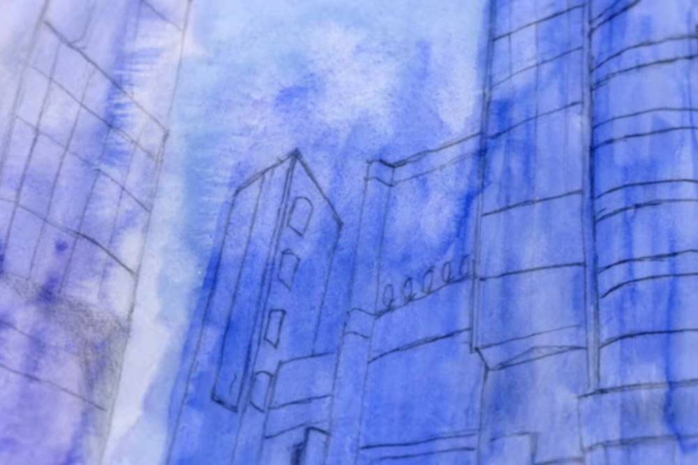 lukisan Shibuya Biru milik Yatora Yaguchi (dok. Seven Arcs/Blue Period)