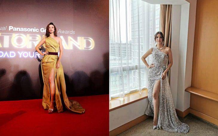kolase artis kenakan one shoulder dress ( instagram.com/yukikt | instagram.com/ramadhaniabakrie)