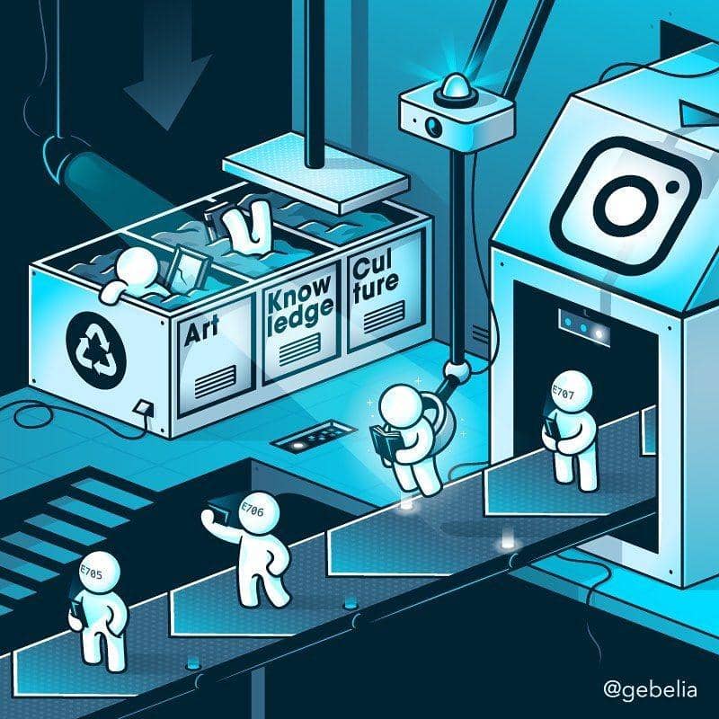 Ilustrasi kehidupan sosial media. (instagram.com/gebelia)