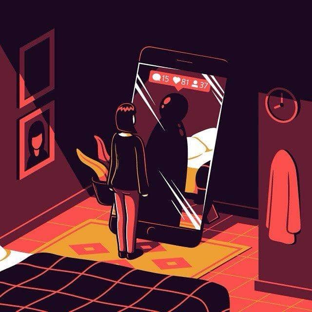 Ilustrasi kehidupan sosial media. (instagram.com/gebelia)