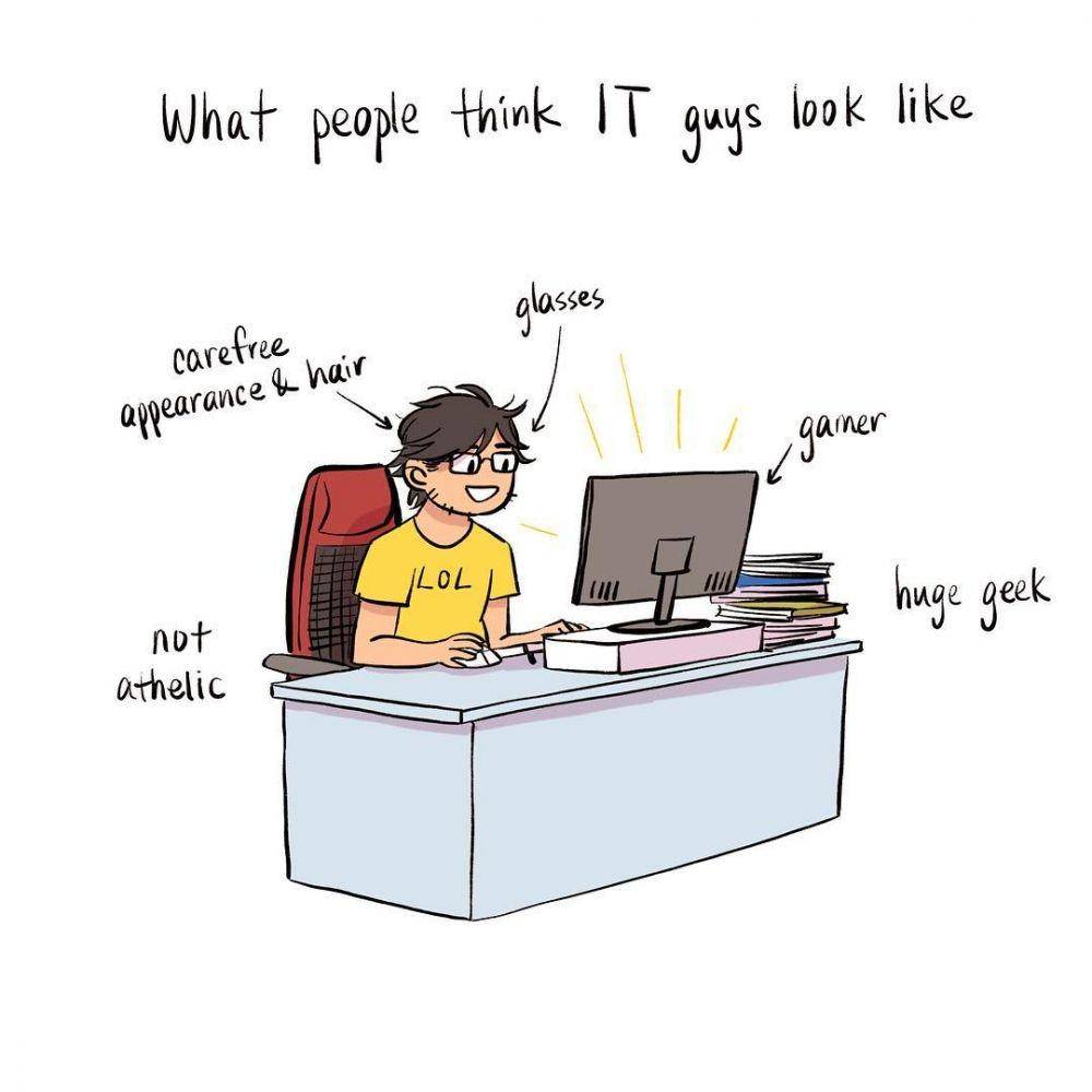 Ilustrasi pekerja IT. (instagram.com/bonniepangart)