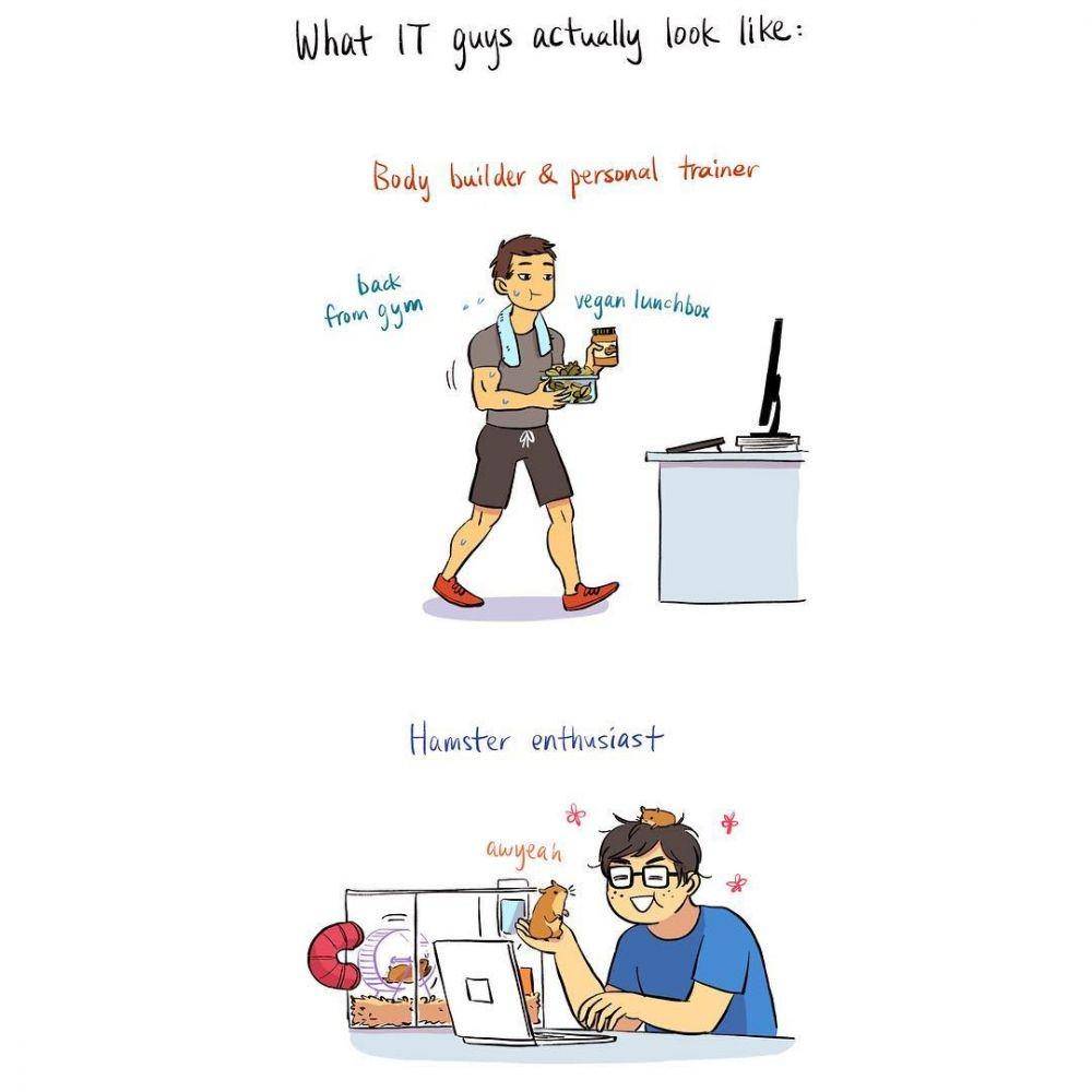 Ilustrasi pekerja IT. (instagram.com/bonniepangart)