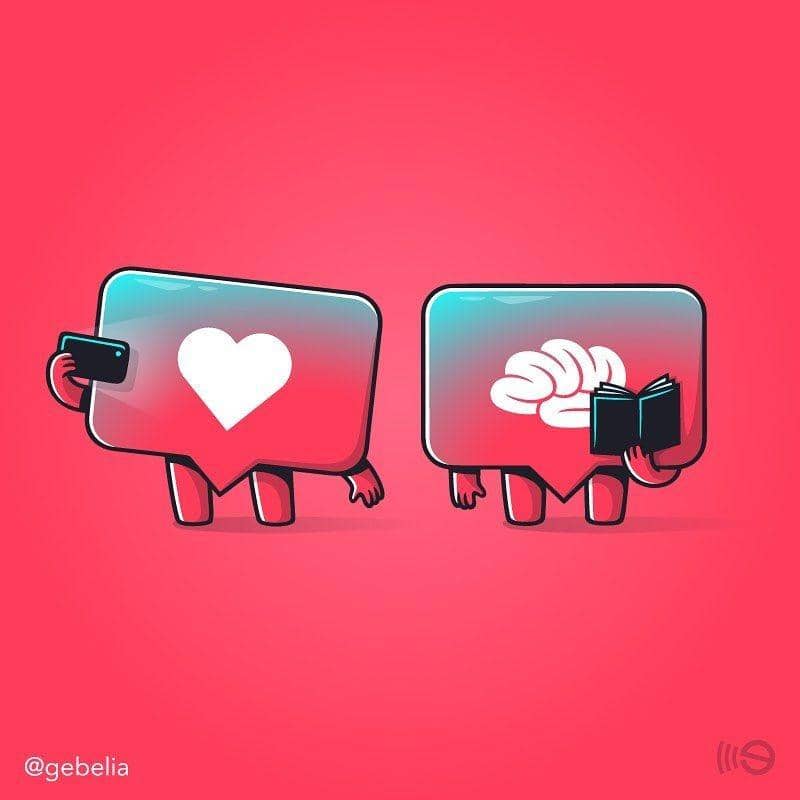 Ilustrasi kehidupan sosial media. (instagram.com/gebelia)