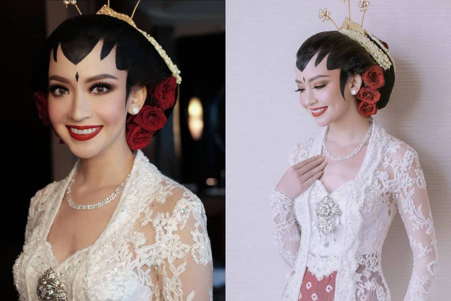 inspirasi wedding makeup dengan adat Jawa (@thepotomoto via instagram.com/karinadila8921)
