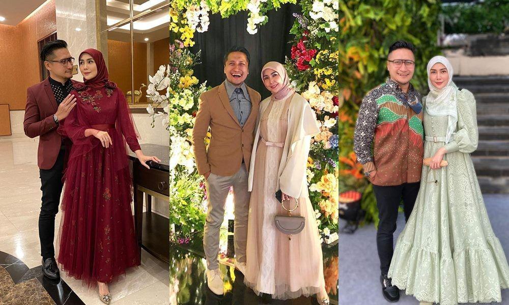 10 Ide Gaya Kondangan Couple Fenita Arie, Glamor namun Santun!