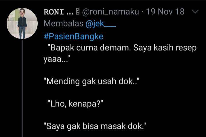 percakapan receh pasien dan dokter (twitter.com/@roni_namaku)