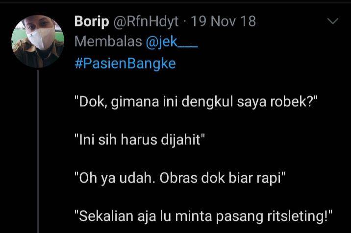 percakapan receh pasien dan dokter (twitter.com/@rfnhydt))