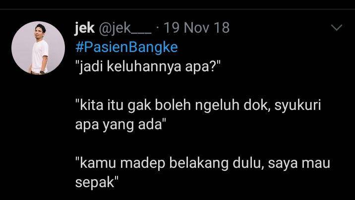 percakapan receh pasien dan dokter (twitter.com/@jek_)