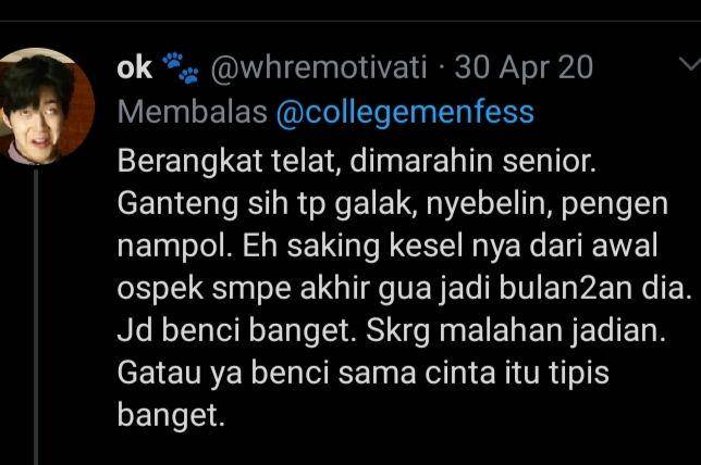 cerita mahasiswa baru (twitter.com/@whremotivati)