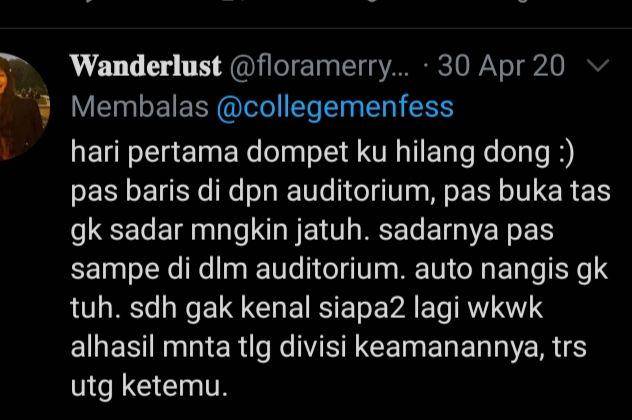cerita mahasiswa baru (twitter.com/@floramerrybelle)