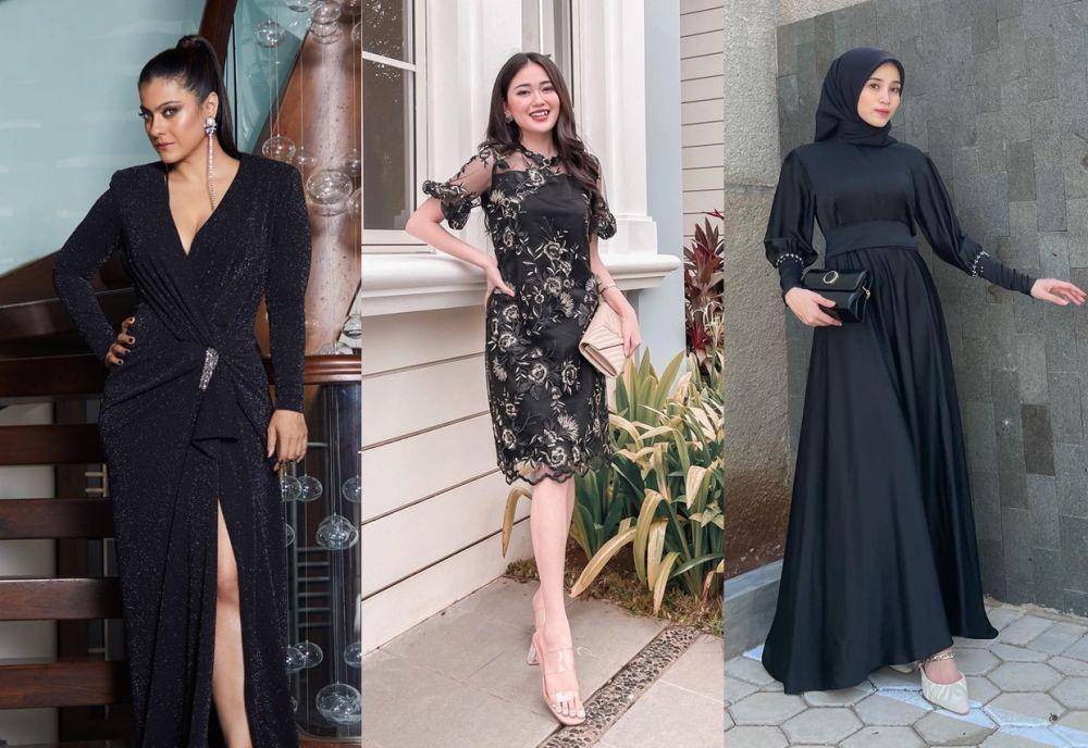 dress pesta hitam (instagram.com/kajol | instagram.com/vaniarahardja | instagram.com/vinamaulina)