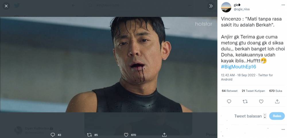 cuitan ending drakor Big Mouth (twitter.com/ogie_nisa)